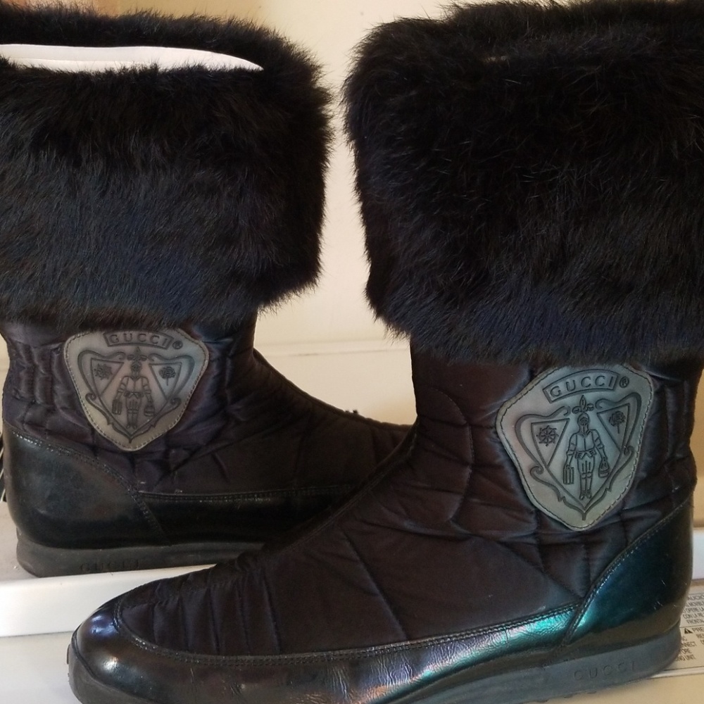 Gucci black fur boots